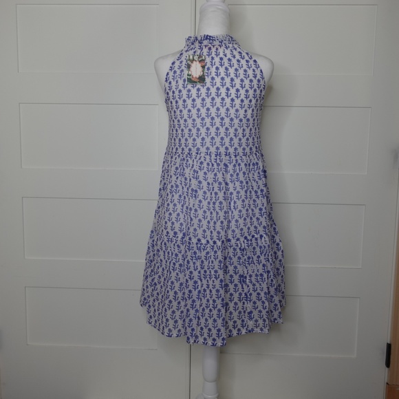 Oliphant Dress New Sleeveless Tiered Short Dress Flora Blue summer flare dress - Picture 5 of 9